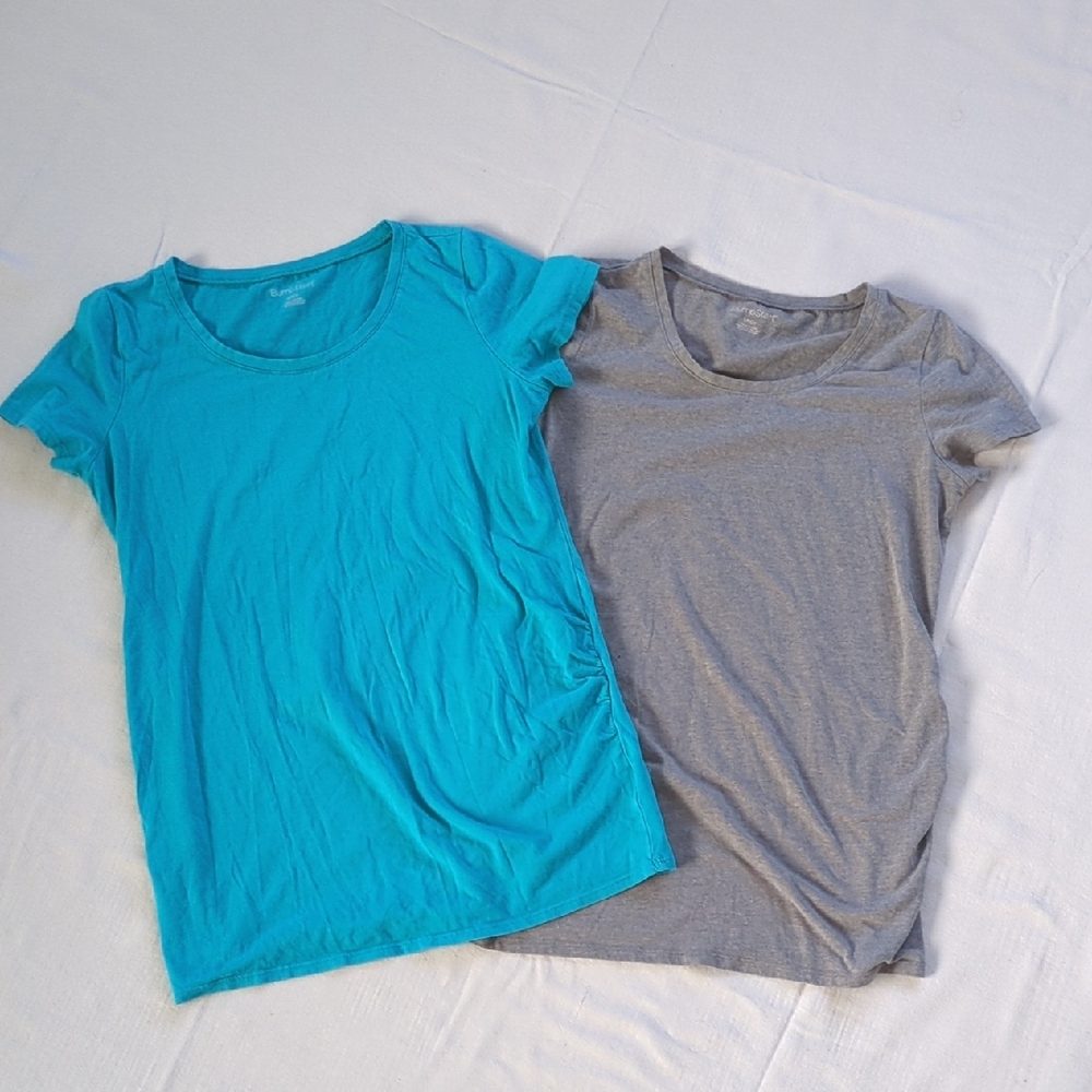 BumpStart Women's Maternity Short Sleeve Tees - Blue and Gray